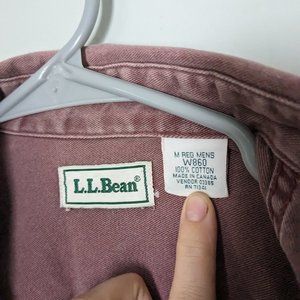 L.L. Bean maroon cotton flannel button down shirt